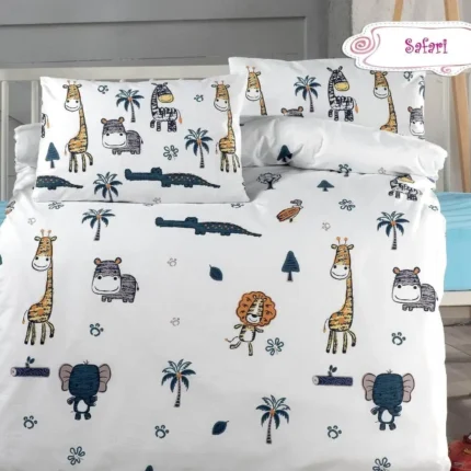 Бебешки спален комплект MISS BELLA – SAFARI от 100% ранфорс памук, 4 части